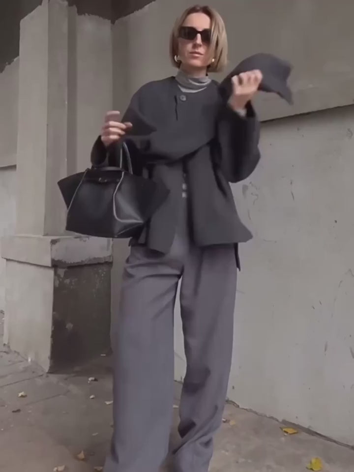 Plush Asymmetric Scarf Collar Winter Coat – Padded Long Sleeve Jacket