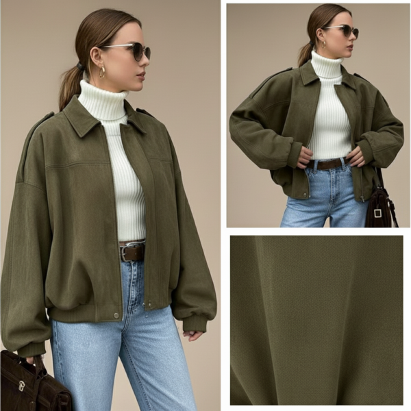 Chic Suede Oversized Bomber Jacket Chic Suede Oversized Bomber Jacket
