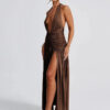 Halter V-Neck Shirred Maxi Dress Halter V-Neck Shirred Maxi Dress
