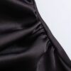 Satin Ruched O-Neck Sleeveless Long Dress