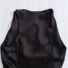 Satin Ruched O-Neck Sleeveless Long Dress