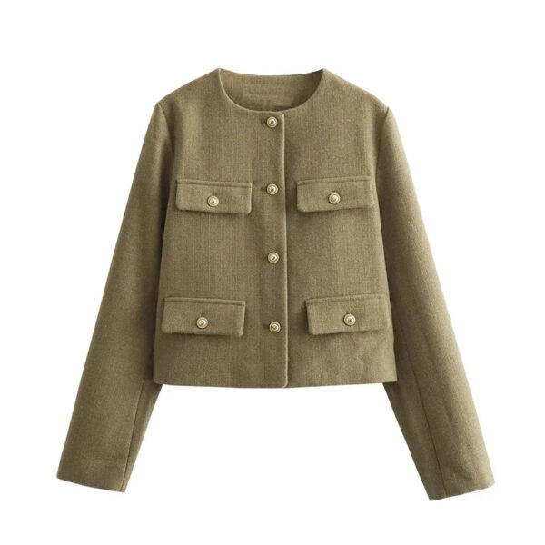 Cropped Tweed Button Jacket with Lined Interior Cropped Tweed Button Jacket with Lined Interior