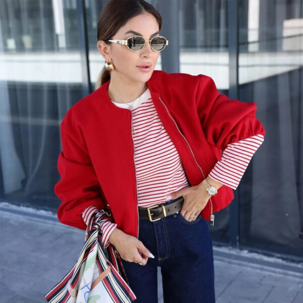 Soft Cropped Zipper Bomber Jacket Soft Cropped Zipper Bomber Jacket