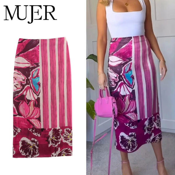 High-Waist Satin Straight Midi Skirt High-Waist Satin Straight Midi Skirt
