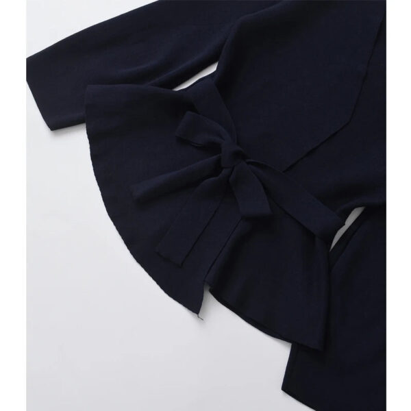 Belted Wrap Knit Blazer with Shoulder Pads Belted Wrap Knit Blazer with Shoulder Pads
