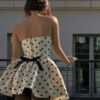 Polka Dot Chest Wrap Backless Mini Dress