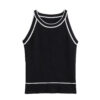 Sculpted Knit Sleeveless Patchwork Crop Top