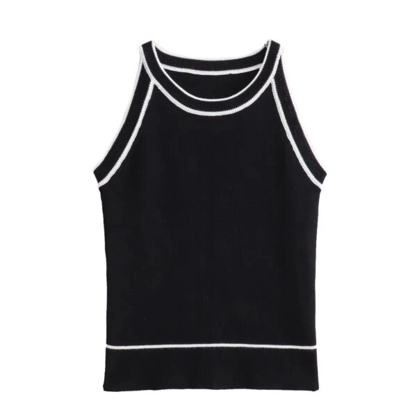 Sculpted Knit Sleeveless Patchwork Crop Top
