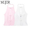 Off-Shoulder Halter Crop Top & Matching Mini Skirt – Bow Detail Separates