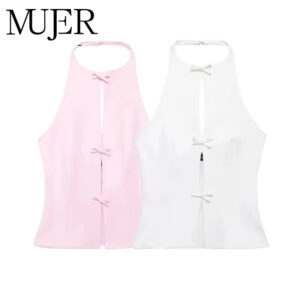 Off-Shoulder Halter Crop Top & Matching Mini Skirt – Bow Detail Separates Off-Shoulder Halter Crop Top & Matching Mini Skirt – Bow Detail Separates