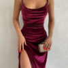 Velvet Swing Collar Sleeveless Slip Maxi Dress Velvet Swing Collar Sleeveless Slip Maxi Dress