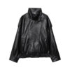 Faux Leather Oversized Bomber Jacket