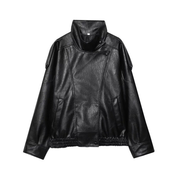 Faux Leather Oversized Bomber Jacket