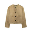 Soft Suede Touch O-Neck Varsity Bomber Jacket