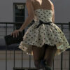 Polka Dot Chest Wrap Backless Mini Dress