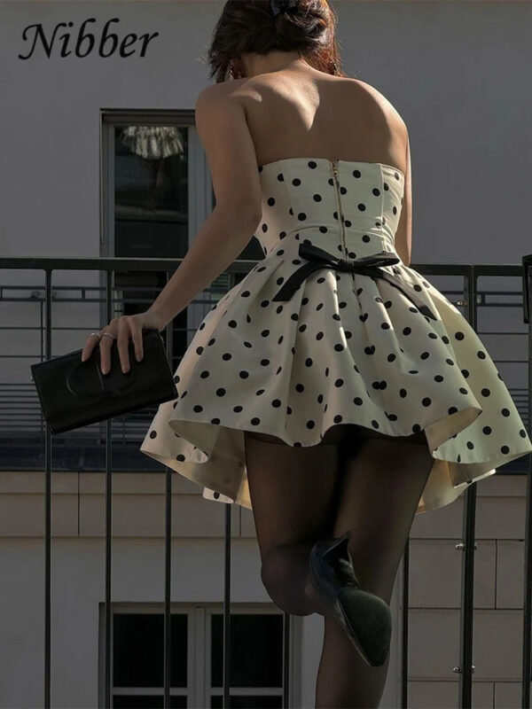 Polka Dot Chest Wrap Backless Mini Dress