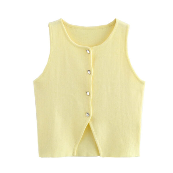 Knit Buttoned Cropped Vest