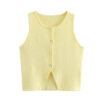 Knit Button Crop Top with Streetwear Edge Knit Button Crop Top with Streetwear Edge