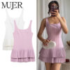 Pleated Backless Spaghetti-Strap Mini Dress