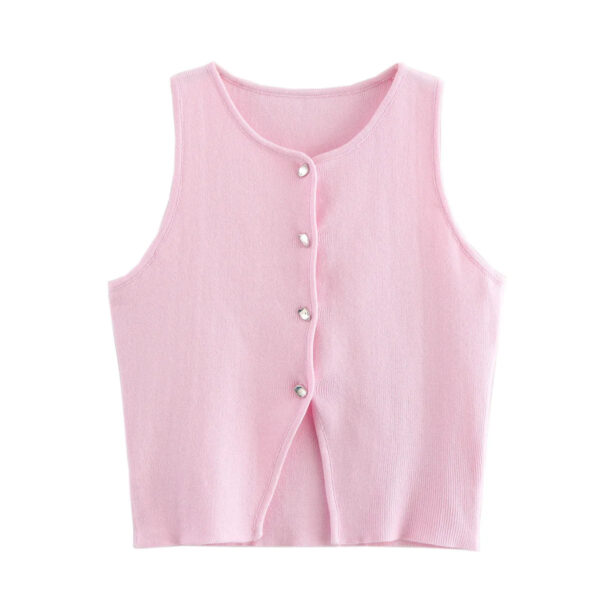 Knit Buttoned Cropped Vest