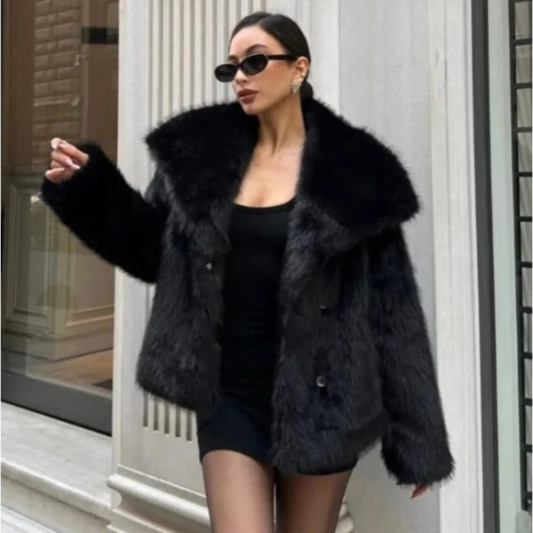 Plush Luxe Faux Fur Turn-Down Collar Jacket Plush Luxe Faux Fur Turn-Down Collar Jacket
