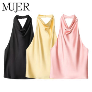 Satin Halter Backless Cami Top
