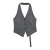 Off-Shoulder Cropped Vest with V-Neck – Sleeveless Tailored Waistcoat Off-Shoulder Cropped Vest with V-Neck – Sleeveless Tailored Waistcoat