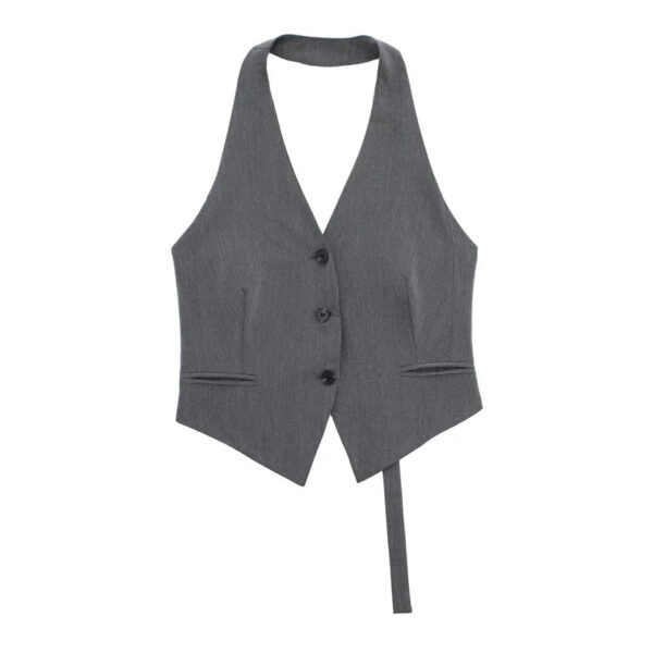 Off-Shoulder Cropped Vest with V-Neck – Sleeveless Tailored Waistcoat Off-Shoulder Cropped Vest with V-Neck – Sleeveless Tailored Waistcoat