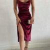 Velvet Swing Collar Sleeveless Slip Maxi Dress Velvet Swing Collar Sleeveless Slip Maxi Dress
