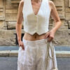 Tailored V-Neck Cropped Vest with Button Detail Tailored V-Neck Cropped Vest with Button Detail