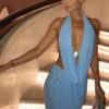 Sheer Halter Two-Piece Set with Ruched Maxi Skirt Sheer Halter Two-Piece Set with Ruched Maxi Skirt