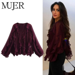 Ethereal Ruffle Semi-Sheer Chiffon Blouse Ethereal Ruffle Semi-Sheer Chiffon Blouse