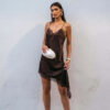 Lace Slip Mini Dress with Satin Backless Detail Lace Slip Mini Dress with Satin Backless Detail