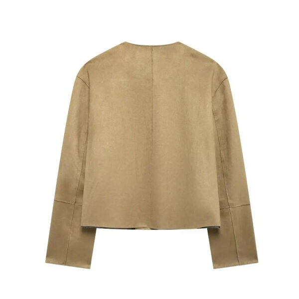 Soft Suede Touch O-Neck Varsity Bomber Jacket