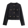 Cropped Tweed Button Jacket with Lined Interior Cropped Tweed Button Jacket with Lined Interior