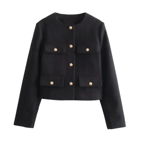 Cropped Tweed Button Jacket with Lined Interior Cropped Tweed Button Jacket with Lined Interior
