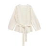 Belted Wrap Knit Blazer with Shoulder Pads Belted Wrap Knit Blazer with Shoulder Pads