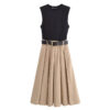 Belted Pleated Sleeveless Midi Dress Belted Pleated Sleeveless Midi Dress