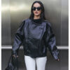 Faux Leather Oversized Bomber Jacket