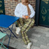 Plaid Wide Leg Mid-Waist Pants Plaid Wide Leg Mid-Waist Pants