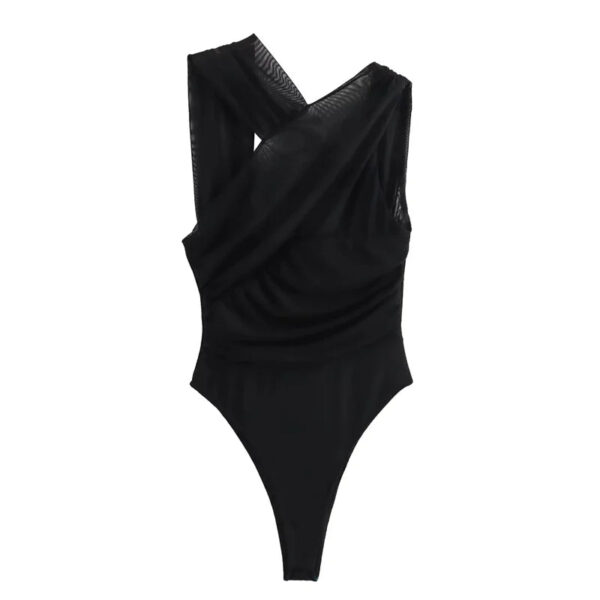 Off-Shoulder Mesh Bodysuit with Tulle Detail Off-Shoulder Mesh Bodysuit with Tulle Detail