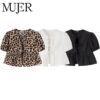 Puff Sleeve Ruched Crop Top Blouse Puff Sleeve Ruched Crop Top Blouse
