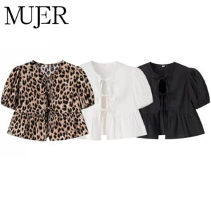 Puff Sleeve Ruched Crop Top Blouse Puff Sleeve Ruched Crop Top Blouse