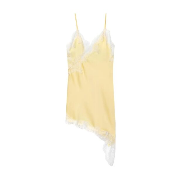 Lace Slip Mini Dress with Satin Backless Detail Lace Slip Mini Dress with Satin Backless Detail