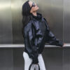 Faux Leather Oversized Bomber Jacket