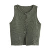 Knit Buttoned Cropped Vest