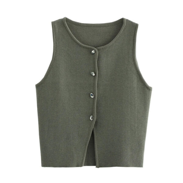 Knit Button Crop Top with Streetwear Edge Knit Button Crop Top with Streetwear Edge