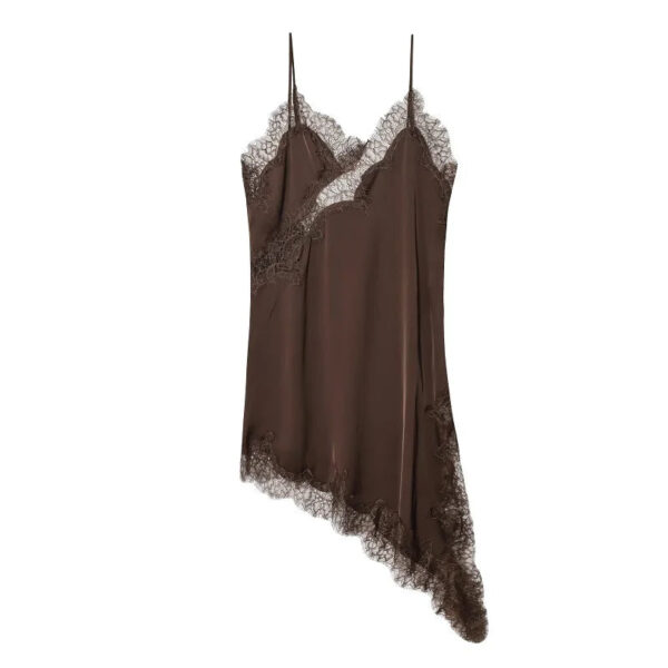 Lace Slip Mini Dress with Satin Backless Detail Lace Slip Mini Dress with Satin Backless Detail