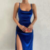 Velvet Swing Collar Sleeveless Slip Maxi Dress Velvet Swing Collar Sleeveless Slip Maxi Dress