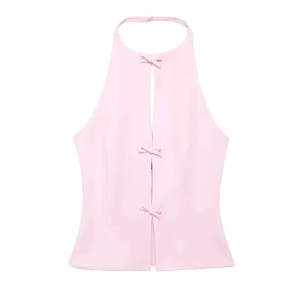 Off-Shoulder Halter Crop Top & Matching Mini Skirt – Bow Detail Separates